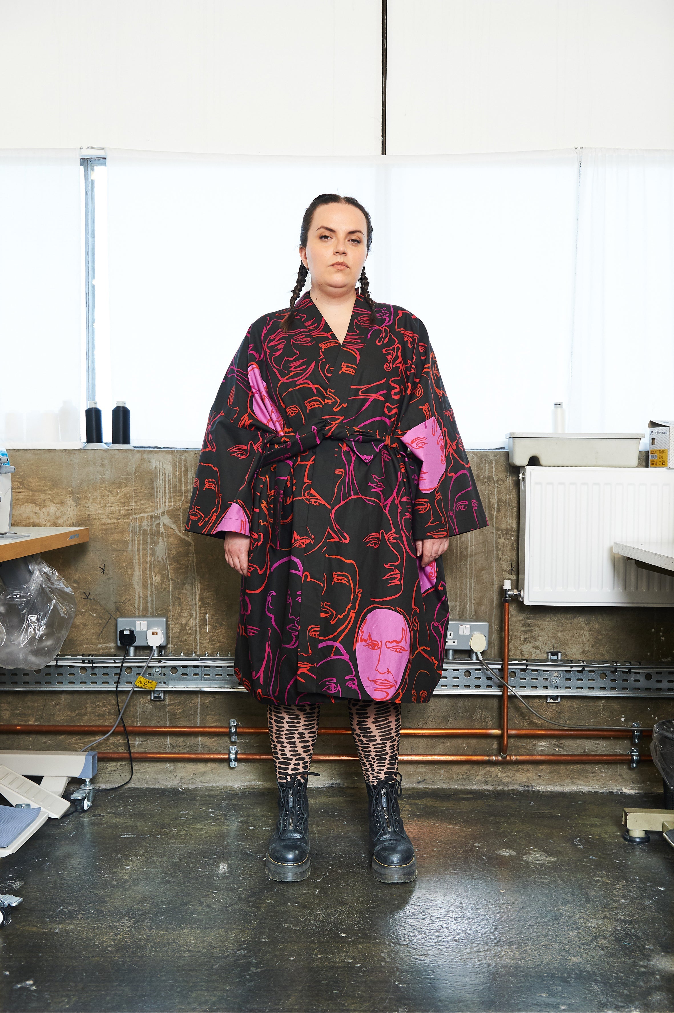 Magenta Robe in Organic Cotton / Hemp - SAMPLE