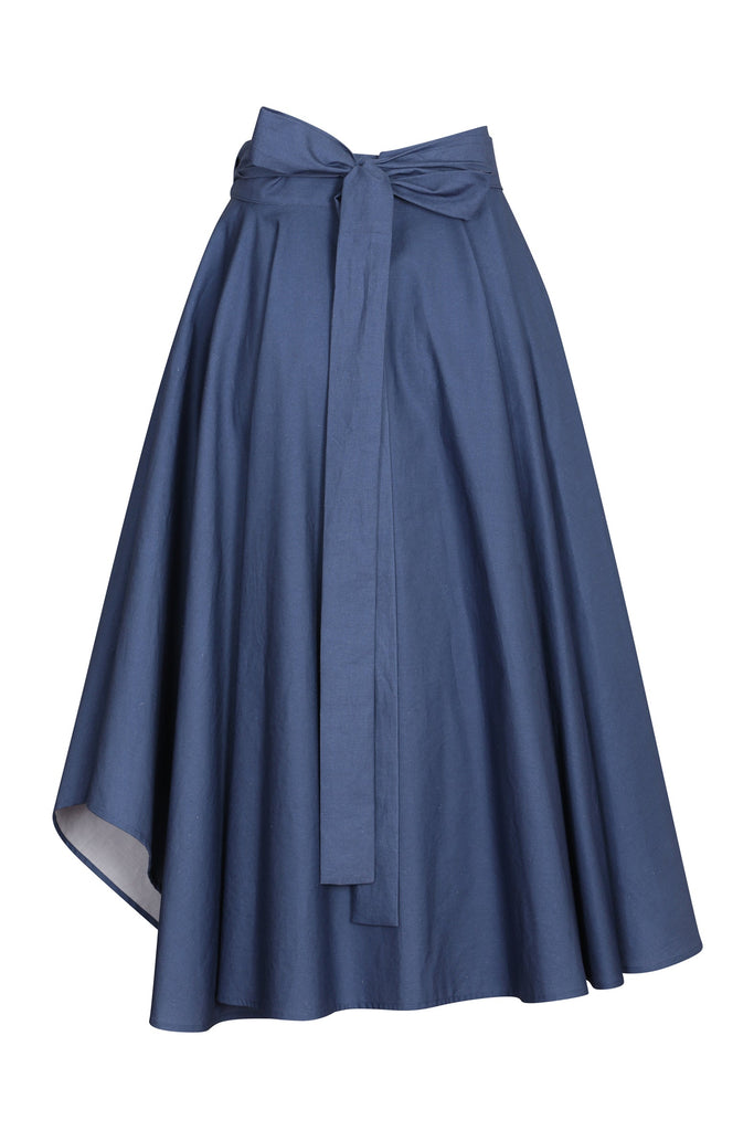 Blue Wrap Skirt in Organic Cotton / Hemp - SAMPLE