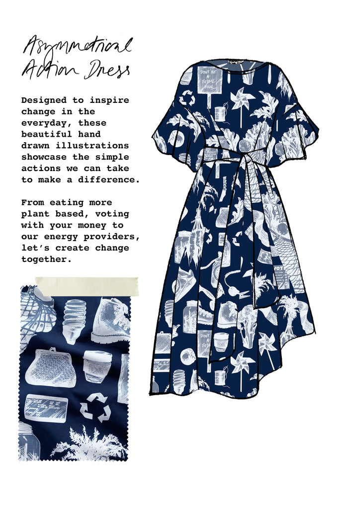 Bespoke Asymmetrical Dress in Organic Cotton / Hemp