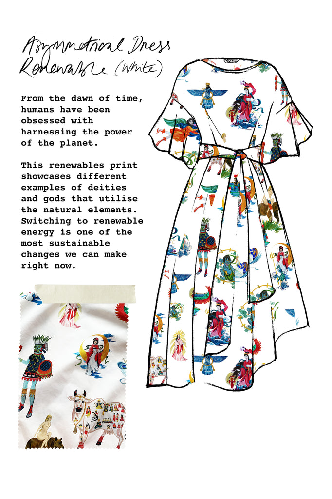 Bespoke Asymmetrical Dress in Organic Cotton / Hemp