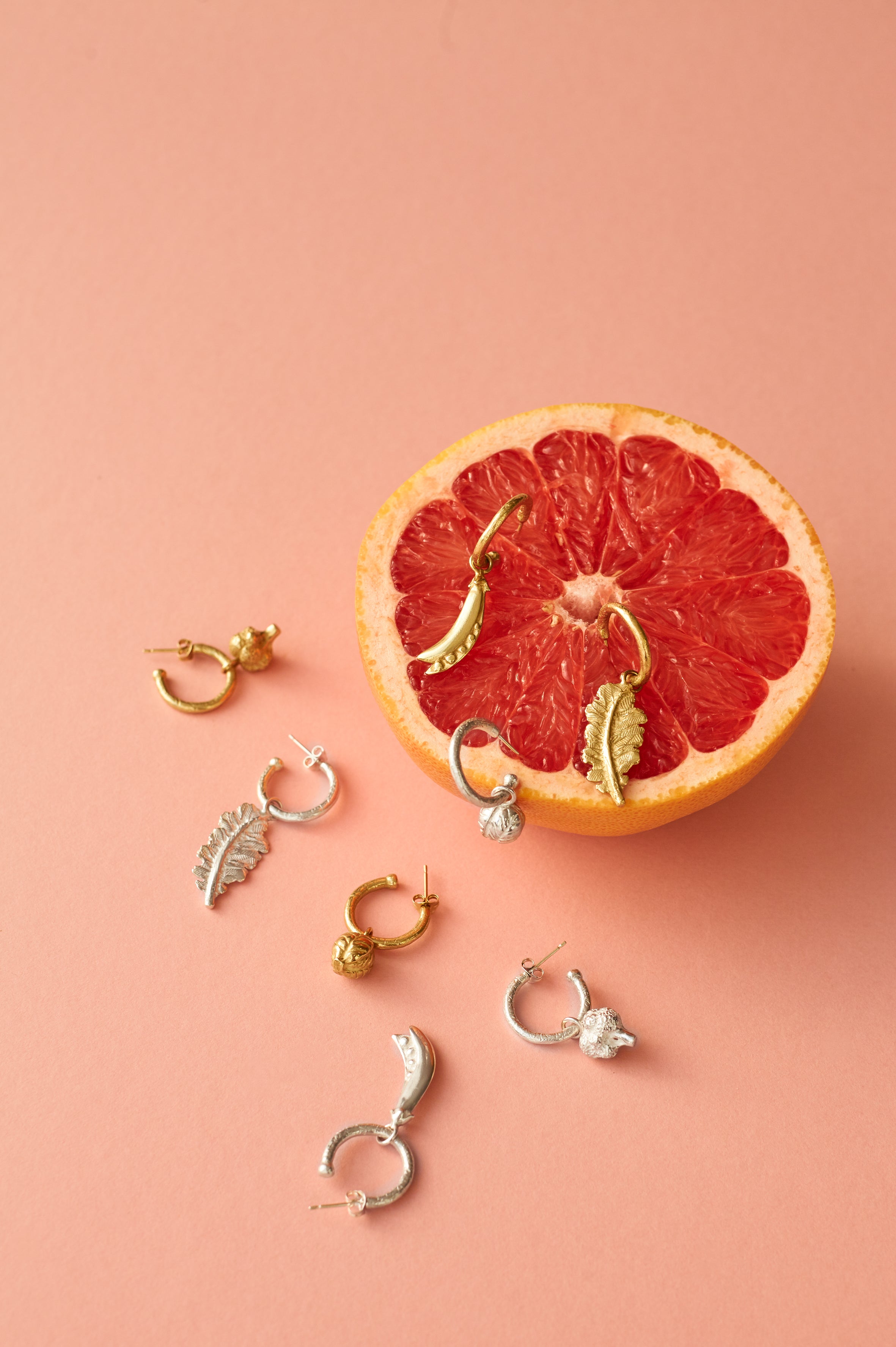 Protein Charm Hoops in Silver